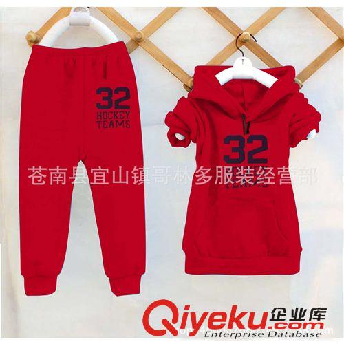 童套裝 男童女童中性冬裝兒童套裝 童裝 韓版抓絨加厚衛(wèi)衣 兩件套批發(fā)原始圖片2