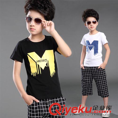 外貿(mào)品牌專區(qū) 外貿(mào)原單童裝夏裝 兒童短袖T恤 中褲兩件套 男童套裝一件代發(fā)童裝