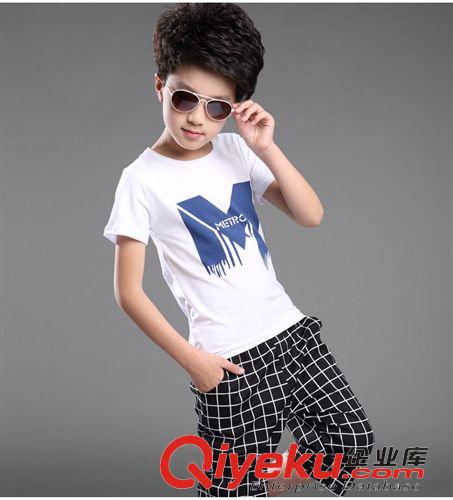 外貿(mào)品牌專區(qū) 外貿(mào)原單童裝夏裝 兒童短袖T恤 中褲兩件套 男童套裝一件代發(fā)童裝原始圖片3