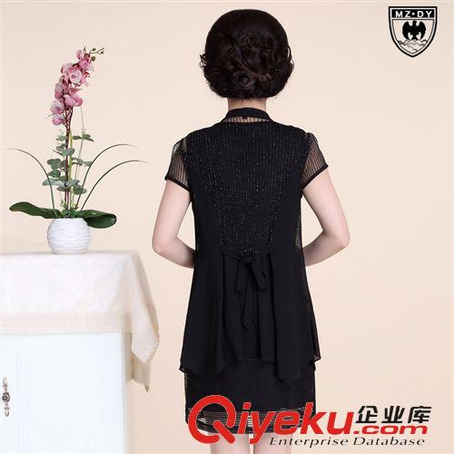 夏季新款 2015年夏季新款女裝中老年連衣裙 圓領(lǐng)短袖兩件套媽媽裝連衣裙女原始圖片2