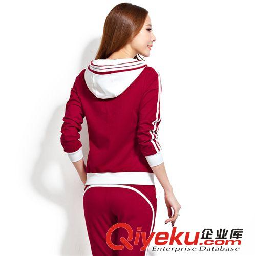 女裝休閑運動套裝 2015春款新品韓版純棉連帽外套運動休閑修身套裝女