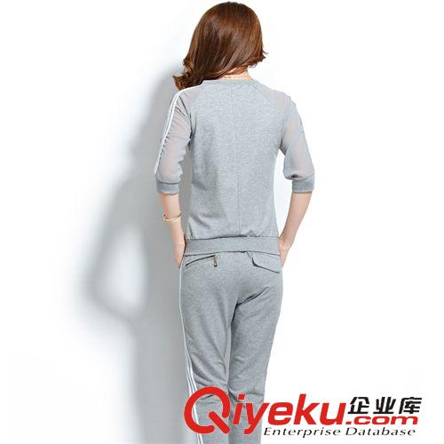 女裝休閑運動套裝 2015春款新品時尚韓版純棉修身外套運動休閑套裝女原始圖片2