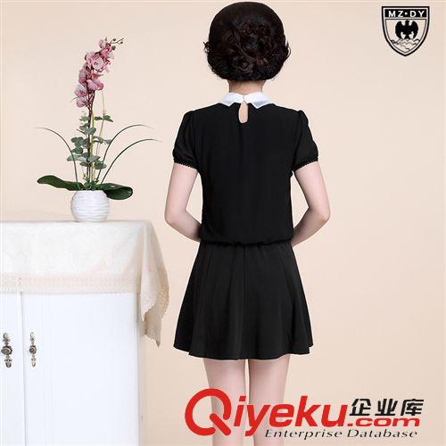 媽媽裝連衣裙 2015夏季新品中老年女裝連衣裙娃娃領印花短袖大碼媽媽裝連衣裙原始圖片2