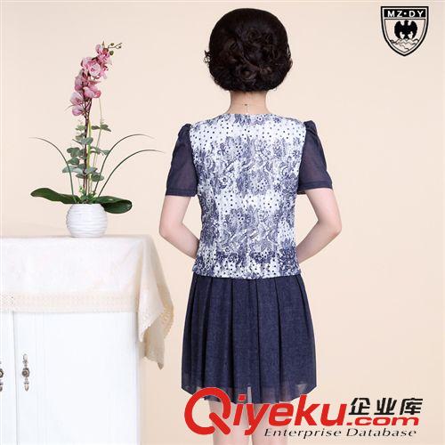 媽媽裝連衣裙 2015夏季新品中老年女裝連衣裙大碼媽媽裝精美蕾絲短袖泡泡袖甜美原始圖片2