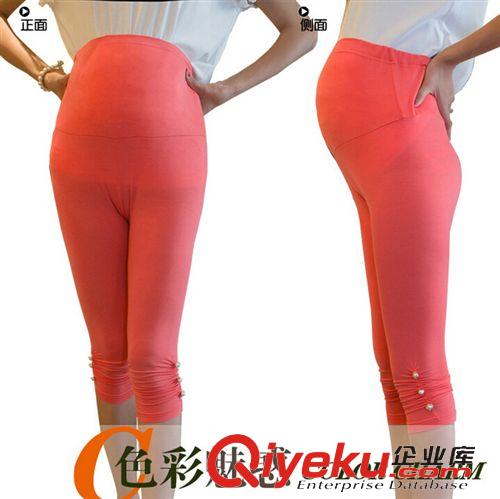 孕婦褲 孕婦裝夏裝新款莫代爾彈力孕婦褲 寬松顯瘦孕婦七分打底褲原始圖片3