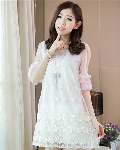 6,8上新 -孕婦裝夏裝 2015新款時(shí)尚雪紡孕婦連衣裙 寬松短袖打底裙原始圖片3
