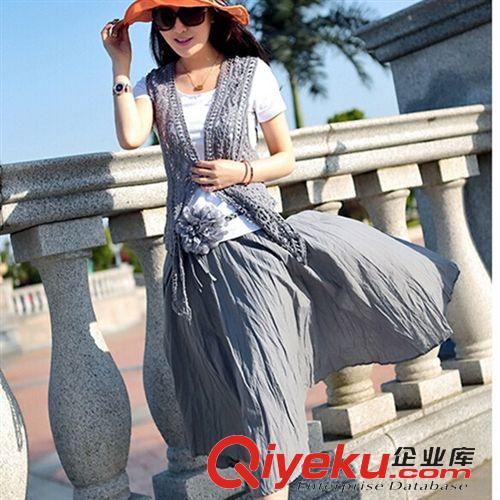 6月新款 2015夏女裝新款韓版棉麻長裙女修身氣質連衣裙三件套原始圖片2