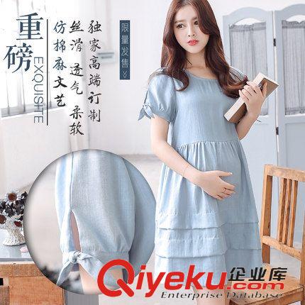 爆款 2015夏季時尚孕婦裙子新款韓版短袖孕婦裝連衣裙原始圖片3