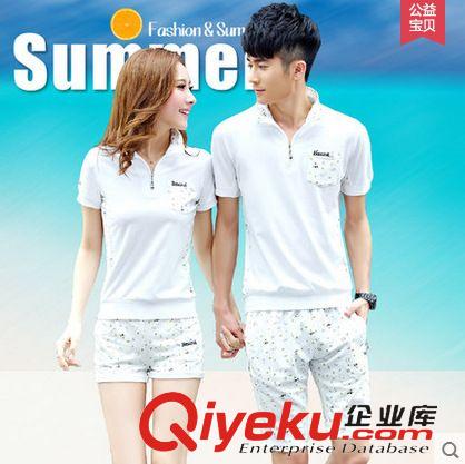情侶裝 短袖情侶運(yùn)動套裝男短褲夏運(yùn)動服套裝女純棉大碼休閑情侶裝原始圖片3