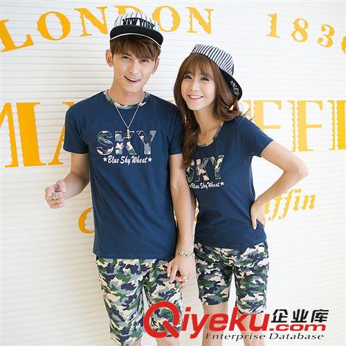 情侶裝 實拍2015情侶新款韓版夏裝海邊沙灘裝情侶裝印花大女裙學生班服t