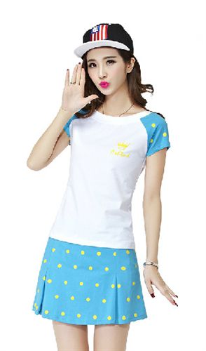 熱銷(xiāo)短袖運(yùn)動(dòng)套裝 2015新款夏女網(wǎng)球服運(yùn)動(dòng)休閑套裝防走光短袖圓領(lǐng)羽毛球褲裙原始圖片3