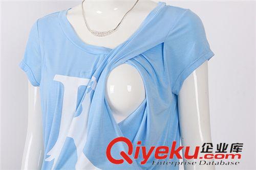 大碼孕婦裝 莫代爾絲滑 哺乳2015夏季 時尚哺乳衣外出短袖 喂奶上衣短袖T恤原始圖片2