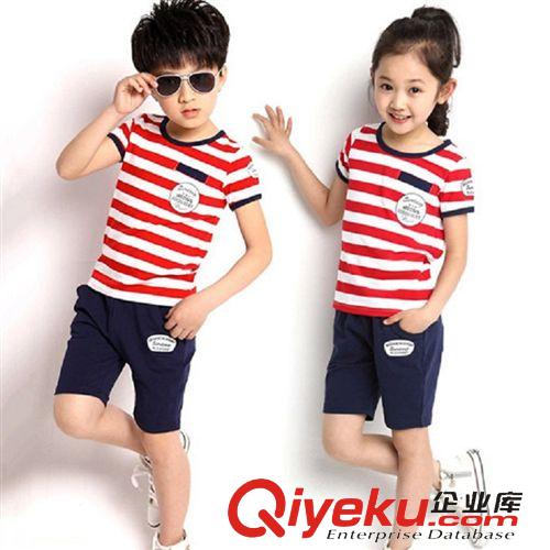 舞蹈服  校服 2015新款韓版童套裝 夏季童裝中大童條紋運(yùn)動兩件套 幼兒園校服