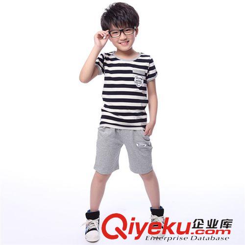 舞蹈服  校服 2015新款韓版童套裝 夏季童裝中大童條紋運(yùn)動兩件套 幼兒園校服原始圖片3