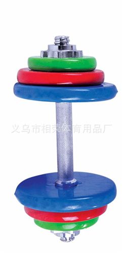 舉重啞鈴系列 【廠家直銷】檔桿彩色浸塑啞鈴10KG 手鈴原始圖片3