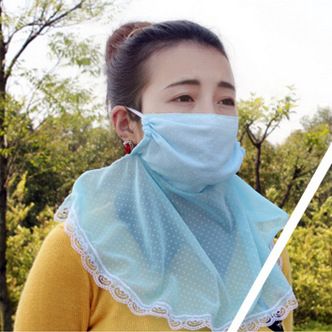 美容化妝用品 6083春夏必備防曬紫外線防塵護(hù)頸口罩個(gè)性騎行出游用女士蕾絲花邊原始圖片2