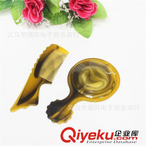 美妝工具 一元梳子套梳 套裝手柄化妝鏡 兩件套 鏡帶梳方便攜帶塑料原始圖片2