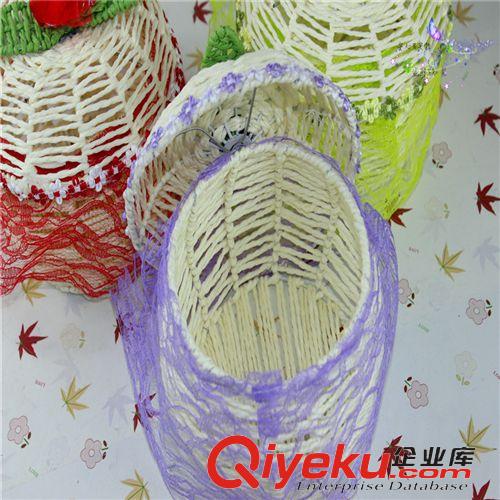 十元店精品貨源總匯 h韓版創意彩色藤編織蘋果型帶蓋水果籃 9.9元日用百貨貨源原始圖片2