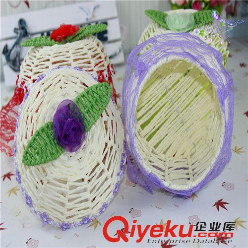 10元店家居用品 h韓版創(chuàng)意彩色藤編織蘋果型帶蓋水果籃 9.9元日用百貨貨源原始圖片3