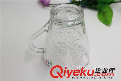 杯子 廠家直銷雅特藍(lán)透明玻璃帶把太陽花杯 2元玻璃杯批發(fā) 義烏小商品原始圖片2