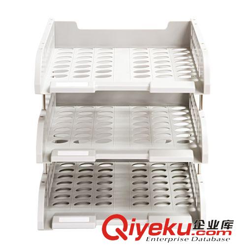 桌上文件柜、架 辦公用品文件收納架 得力文件座9217 三層橫式文件籃 資料整理架原始圖片2