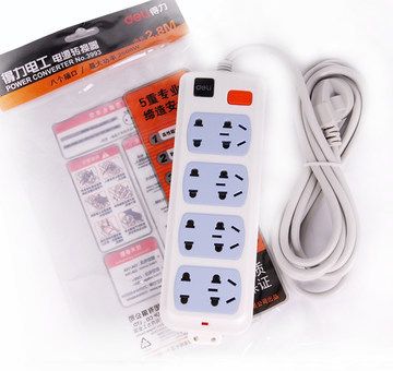接線插座 得力電源接線板  3993電源轉(zhuǎn)換器 電源插座 插線板 線長(zhǎng)2.8m原始圖片2
