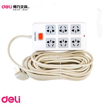 接線插座 得力插線板 電源插座3795-5位組合孔新國標拖線板轉換器 2.8m
