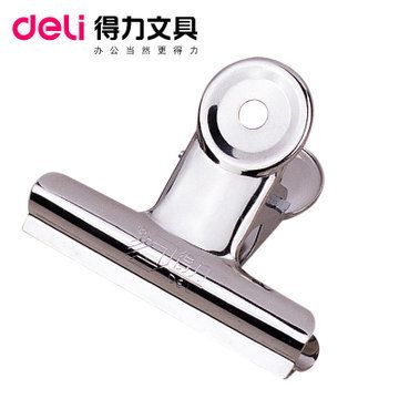 夾子 得力9522 圓形鐵票夾 2號不銹鋼夾 64mm金屬票夾 財(cái)務(wù)鋼夾 6只/包