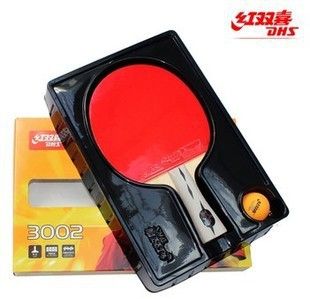 兵乓球拍 乒乓球拍zp紅雙喜乒乓球拍三星 3002橫拍  雙面反膠原始圖片2