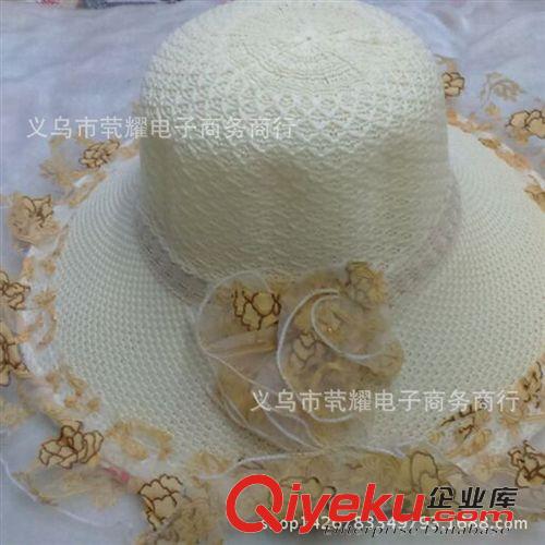 頭飾配飾 紗邊帽子女夏天花朵太陽帽防紫外線大沿沙灘帽可折疊防曬帽遮陽帽原始圖片2