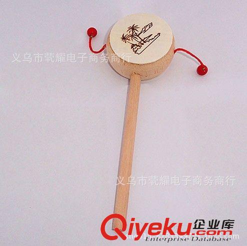 玩具 小木搖鼓/制音樂玩具 圖紋木鼓 智能玩具益智玩具批發(fā)義烏小商品原始圖片2