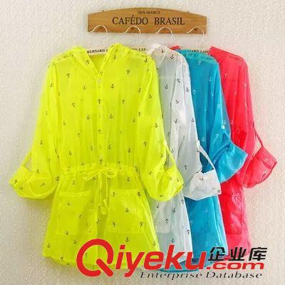 遮陽/防曬衣 防曬衣女夏休閑長袖超薄中長款連帽船錨防曬服沙灘防紫外線防曬衫原始圖片2