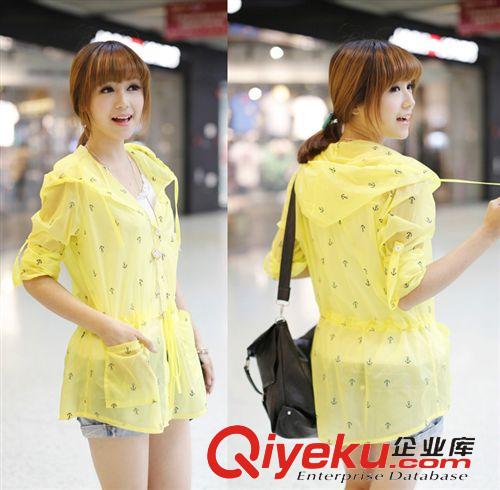 遮陽/防曬衣 防曬衣女夏休閑長袖超薄中長款連帽船錨防曬服沙灘防紫外線防曬衫原始圖片3