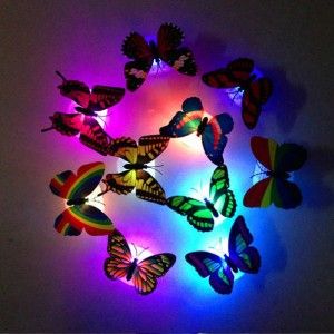 七彩發(fā)光小夜燈 七彩發(fā)光蝴蝶花朵吸盤小夜燈 led節(jié)能創(chuàng)意夜光燈墻壁燈裝飾燈批發(fā)原始圖片2