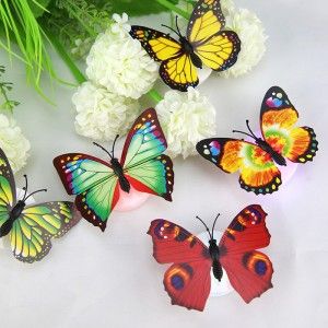 趣味玩具 七彩發(fā)光花朵蝴蝶吸盤粘貼小夜燈 led節(jié)能創(chuàng)意夜光燈裝飾壁燈批發(fā)原始圖片3