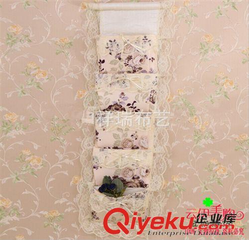 收納用品 布藝?yán)俳z掛袋 豎口5個兜收納袋 十元店貨源  義烏精品批發(fā)原始圖片2