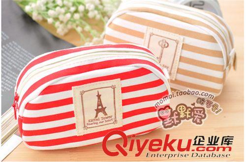 收納用品 廠家直銷帆布創(chuàng)意個(gè)性大容量條紋筆袋 文具袋 義烏十元百貨批發(fā)原始圖片2