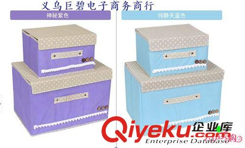 收納用品 多彩收納箱 小布點衣物有蓋整理箱可折疊小號儲物箱 十元店貨源原始圖片2