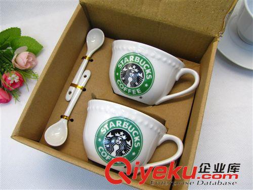 水杯 新款陶瓷對杯盒裝情侶水杯帶勺 9.9 十元店貨源 百貨義烏精品批發原始圖片2