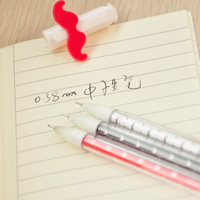 書寫工具 韓國創(chuàng)意文具透明桿大胡子中性筆 0.38mm 黑色水筆 水性筆原始圖片2