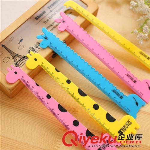 學(xué)習(xí)用品 日韓長頸鹿尺子 直尺卡通動物可愛15cm塑料尺子 學(xué)生獎品原始圖片2