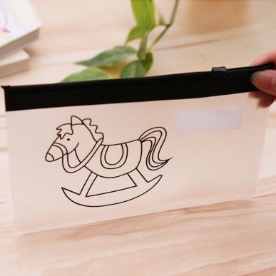 韓版文具 創(chuàng)意PVC拉邊文件袋 可愛動物透明筆袋 防水拉鏈文具袋批發(fā)原始圖片2
