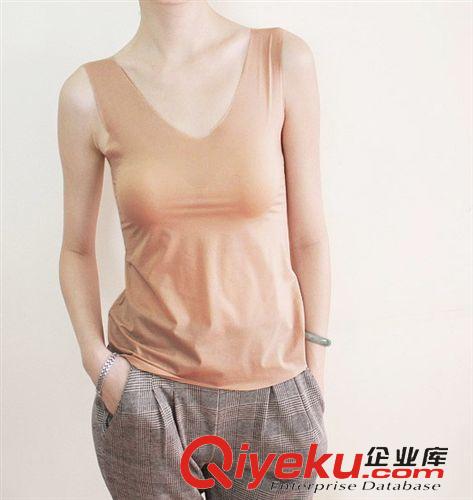 精品服飾 夏季無痕背心 女士超薄背心 外貿(mào)純色背心 萊卡清爽背心 打底背心