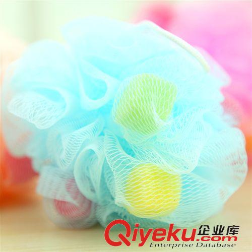 新品發(fā)布 396102 韓國彩色愛心絲網(wǎng)海綿洗浴球 加大清潔沐浴球浴花批發(fā)混批原始圖片2
