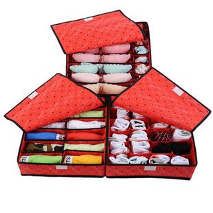收納盒/Storage Box 高品質(zhì)收納盒三件套 內(nèi)衣收納盒 整理盒三件套 綠色圓點(diǎn) 多款可選原始圖片3