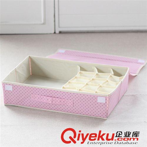 收納盒/Storage Box 家用小圓點(diǎn)15格內(nèi)褲帶蓋2合1收納盒文胸內(nèi)衣襪子盒整理盒原始圖片3