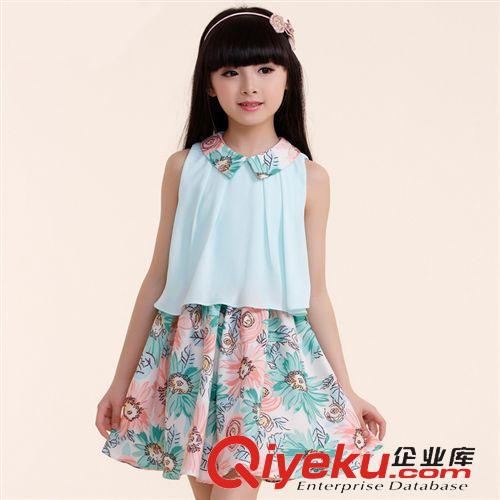 裙子 夏款童裝女童雪紡裙兒童夏季連衣裙 中大童碎花公主裙子一件代發