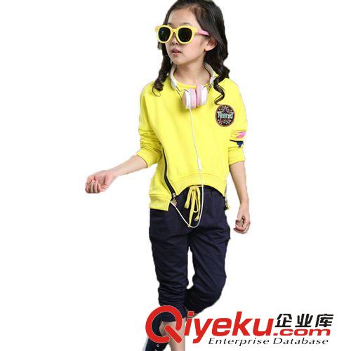 套裝 品牌童裝 女童春秋裝2015新款潮 3-12歲中大童春秋韓版運(yùn)動(dòng)套裝
