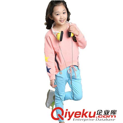 套裝 品牌童裝 女童春秋裝2015新款潮 3-12歲中大童春秋韓版運(yùn)動(dòng)套裝