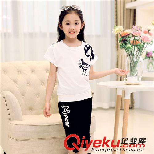 2015夏款（1） 新款夏裝童套裝2015女童休閑狐貍運(yùn)動(dòng)套裝夏季中大童短袖t批發(fā)潮原始圖片2